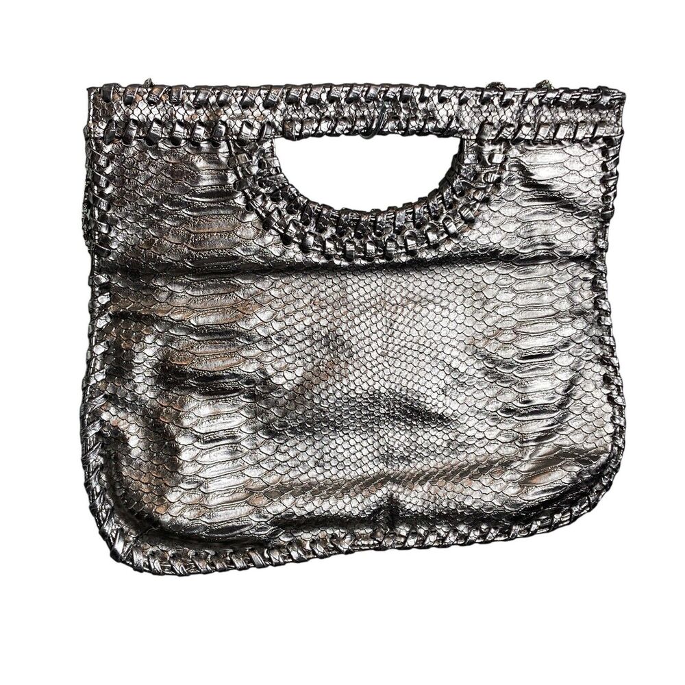 Big Buddha Evening Clutch Crossbody Bag Metallic Faux Snakeskin Statement Boho